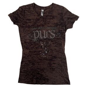 Vintage Y2K Brown Indie Fairy Grunge Short Sleeve Fitted Graphic T-Shirt / S